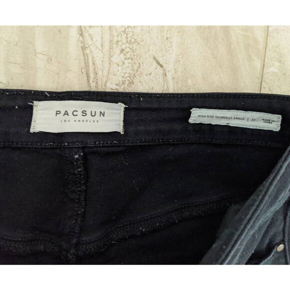 Pacsun Distressed Black Jeans Sz 27 - Picture 3 of 9